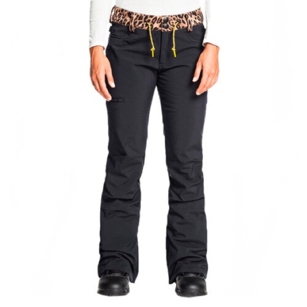 NWOT DC Black Snow Ski Pants with Leopard Print Waistband